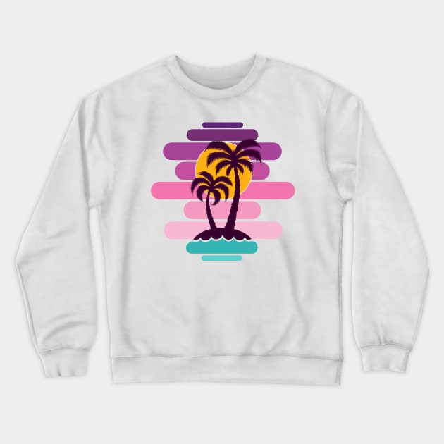 Palm trees at sunset Crewneck Sweatshirt by Razym